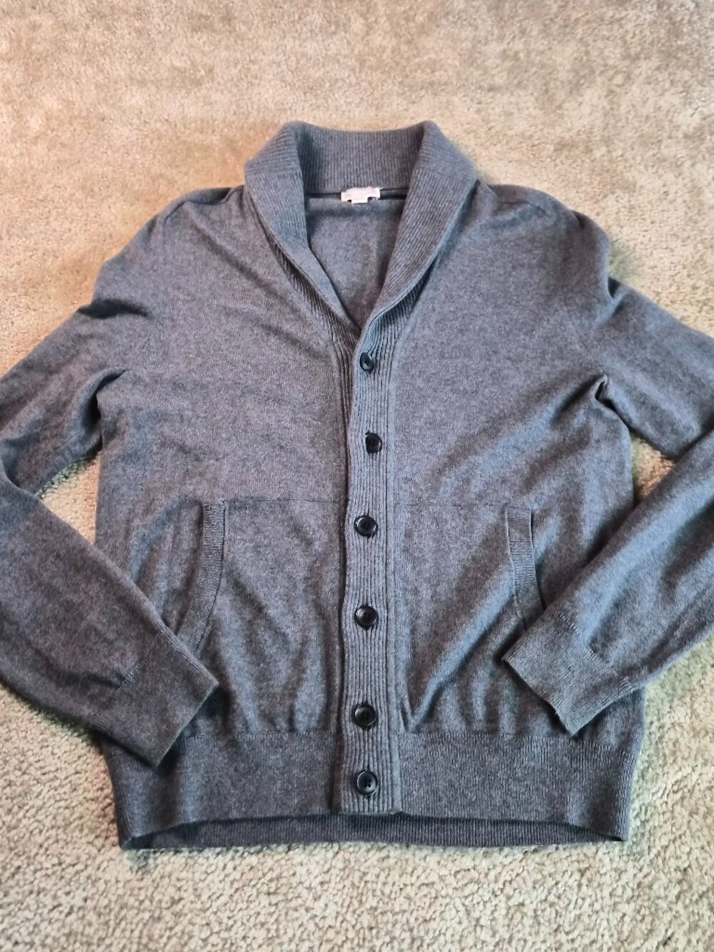 Gap Men Shawl Collar Cardigan Sweater Cotton Cashmere Gray Grandpacore Sz S G030